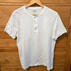 J. Crew Men's White Henley Shirt